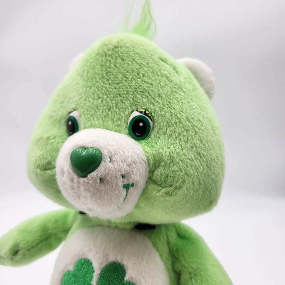 Vintage Care Bears Y2k Good Luck Bear Plush Green 8" Shamrock Clover - Picture 2 of 9